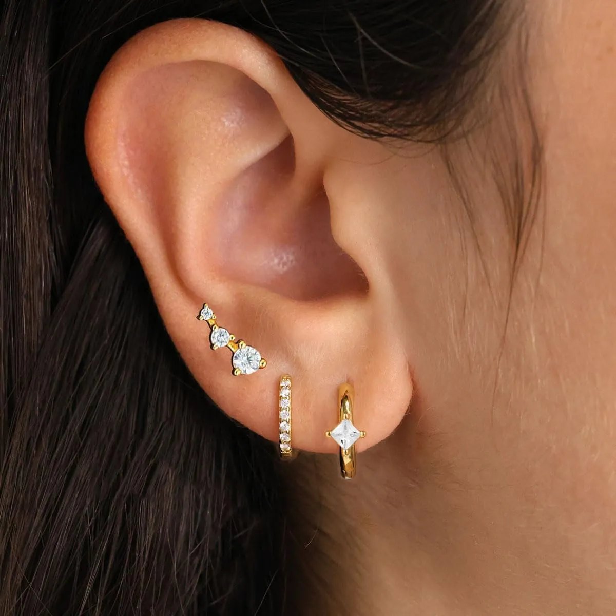 Gold Earrings for Women Trendy 14k Small Gold Hoop Earrings Set Dainty Gold Stud Earrings Huggie Cartilage Earring Women Hypoallergenic Earrings Pack Climbers Earrings Gold Jewelry Gift for Her