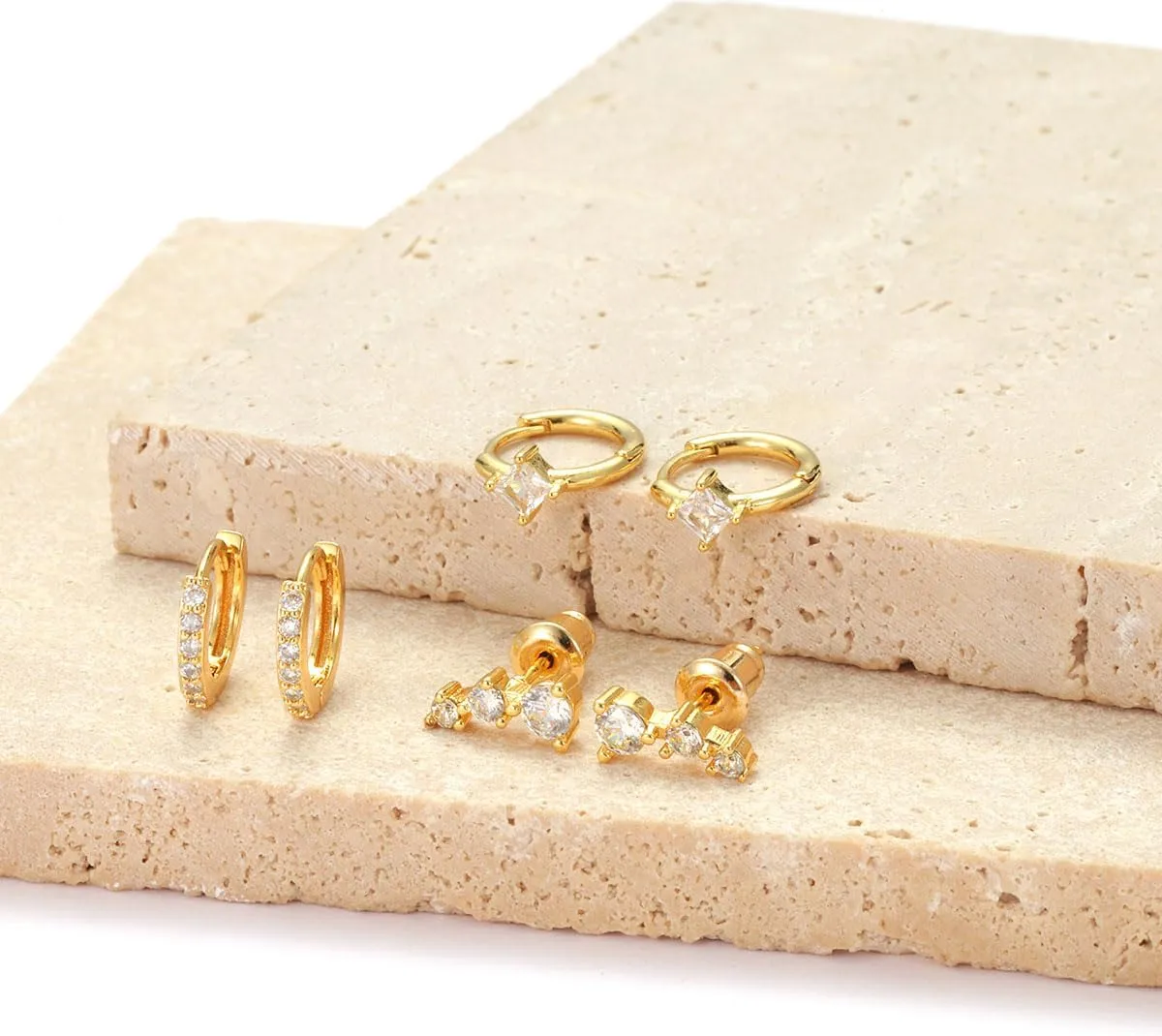 Gold Earrings for Women Trendy 14k Small Gold Hoop Earrings Set Dainty Gold Stud Earrings Huggie Cartilage Earring Women Hypoallergenic Earrings Pack Climbers Earrings Gold Jewelry Gift for Her