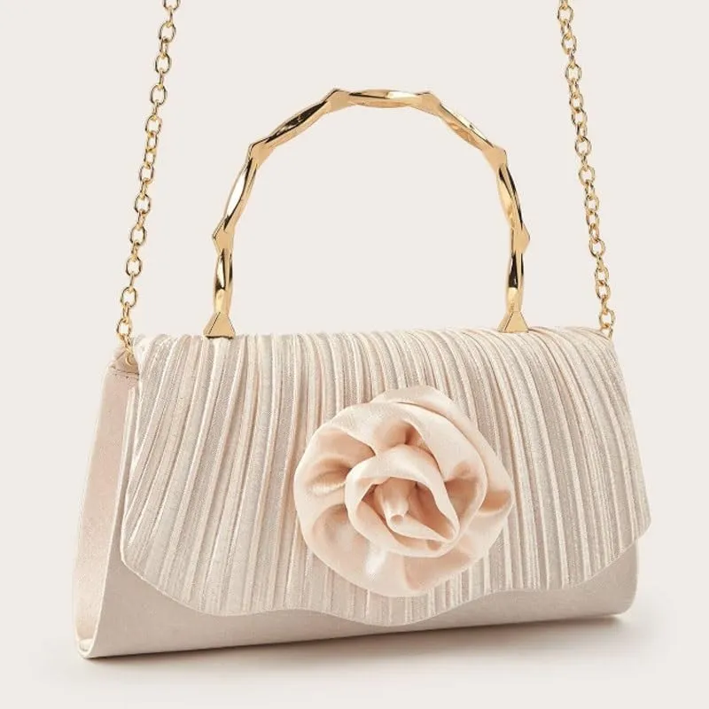 Gold Fabric Art Evening Bag Women's Versatile Clutch Purses