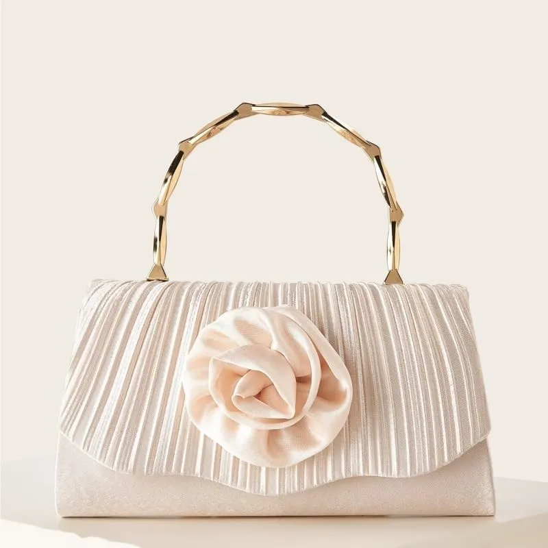 Gold Fabric Art Evening Bag Women's Versatile Clutch Purses