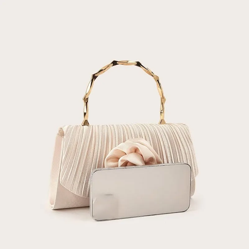 Gold Fabric Art Evening Bag Women's Versatile Clutch Purses