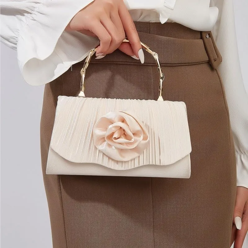 Gold Fabric Art Evening Bag Women's Versatile Clutch Purses