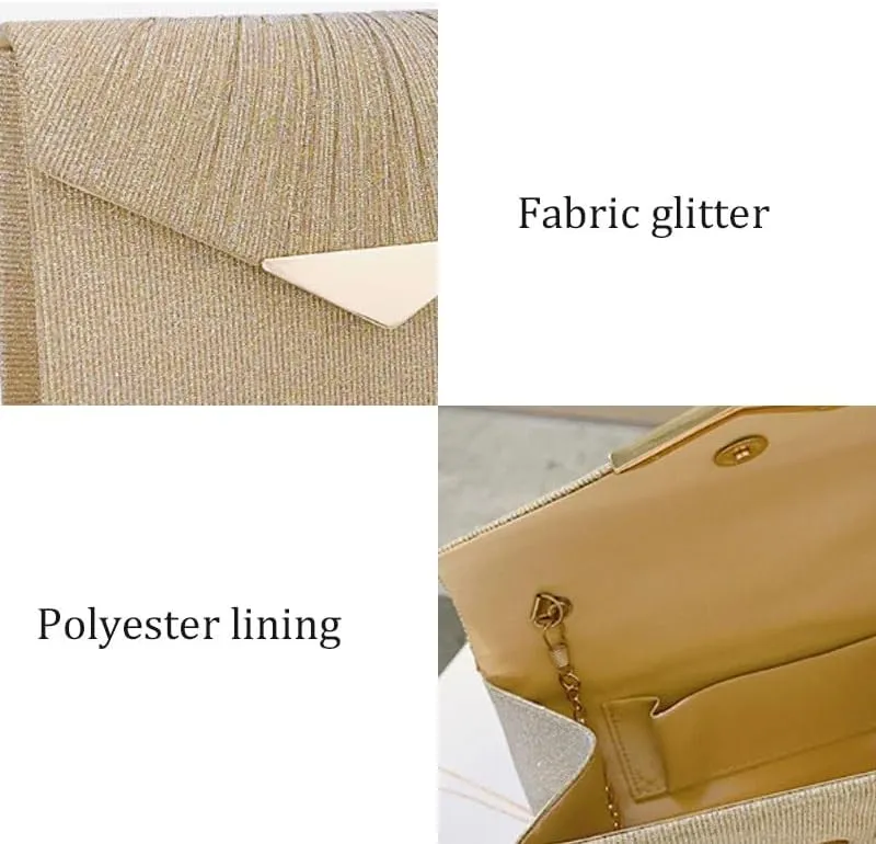 Gold Fabric Pleats Clutch Purses French Versatile Evening Bag