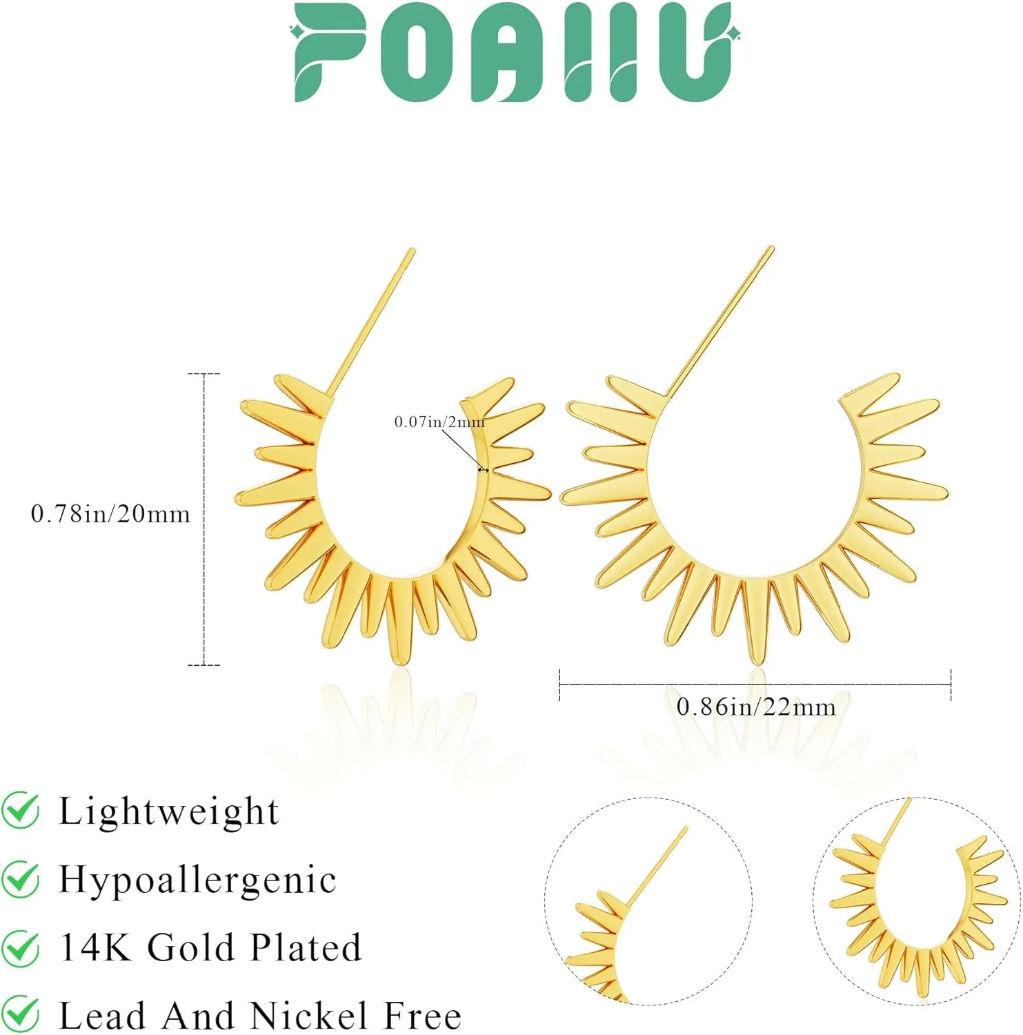 Gold Hoop Earrings, Chunky Gold Earrings for Women Trendy 14K Gold Plated Huggie Hoop Earrings Dangle Chunky Hoops Fashion Hypoallergenic Lightweight Thick Earrings Jewelry Gift for Women