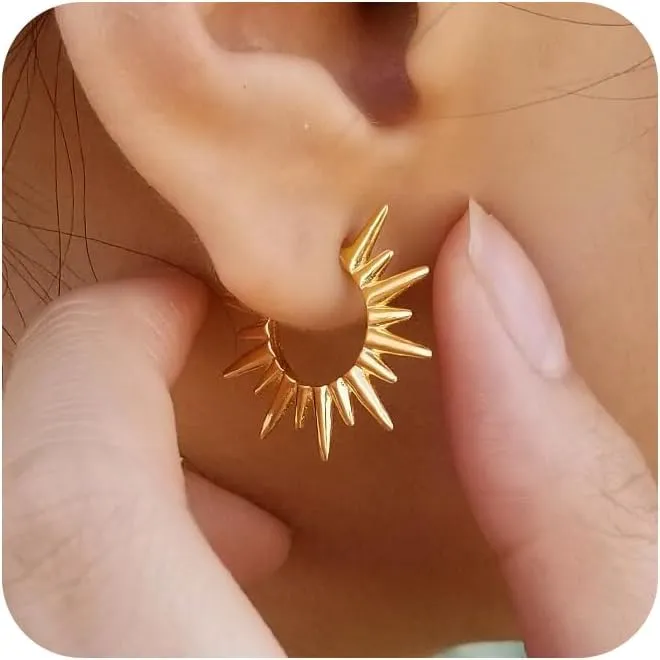 Gold Hoop Earrings, Chunky Gold Earrings for Women Trendy 14K Gold Plated Huggie Hoop Earrings Dangle Chunky Hoops Fashion Hypoallergenic Lightweight Thick Earrings Jewelry Gift for Women