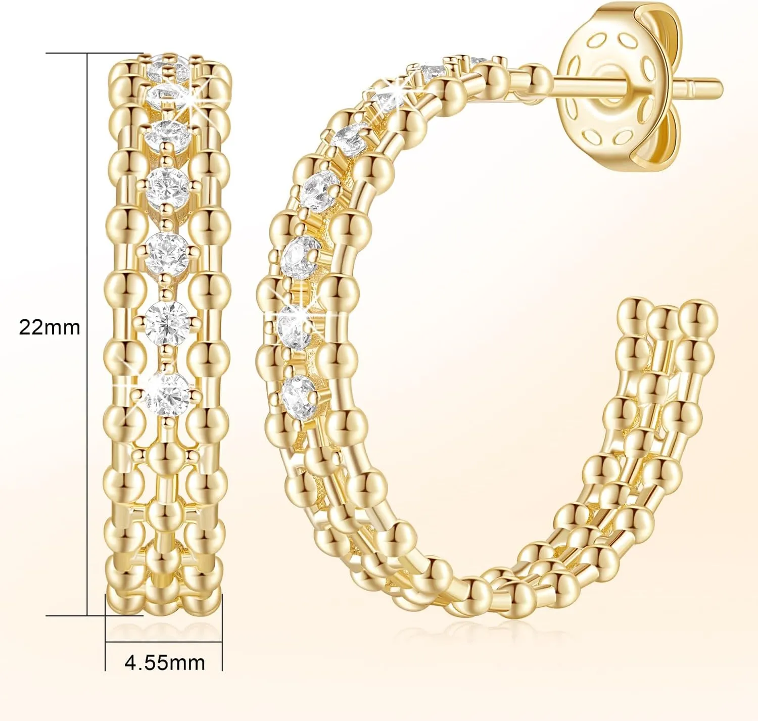 Gold Hoop Earrings for Women 14K Gold Earrings Dazzling Cubic Zirconia Lightweight Gold Earrings for Women Gifts for Women 20mm