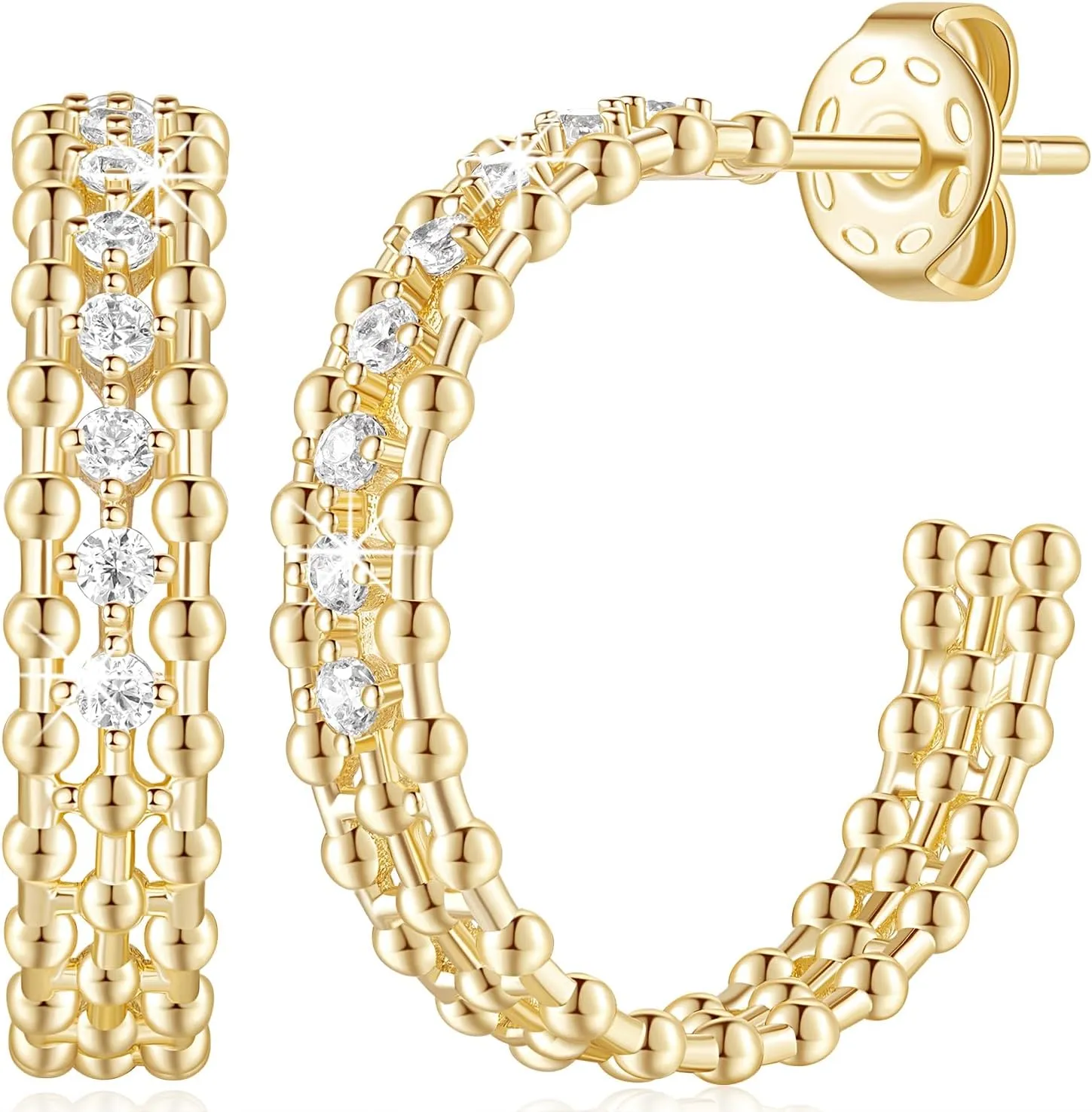 Gold Hoop Earrings for Women 14K Gold Earrings Dazzling Cubic Zirconia Lightweight Gold Earrings for Women Gifts for Women 20mm