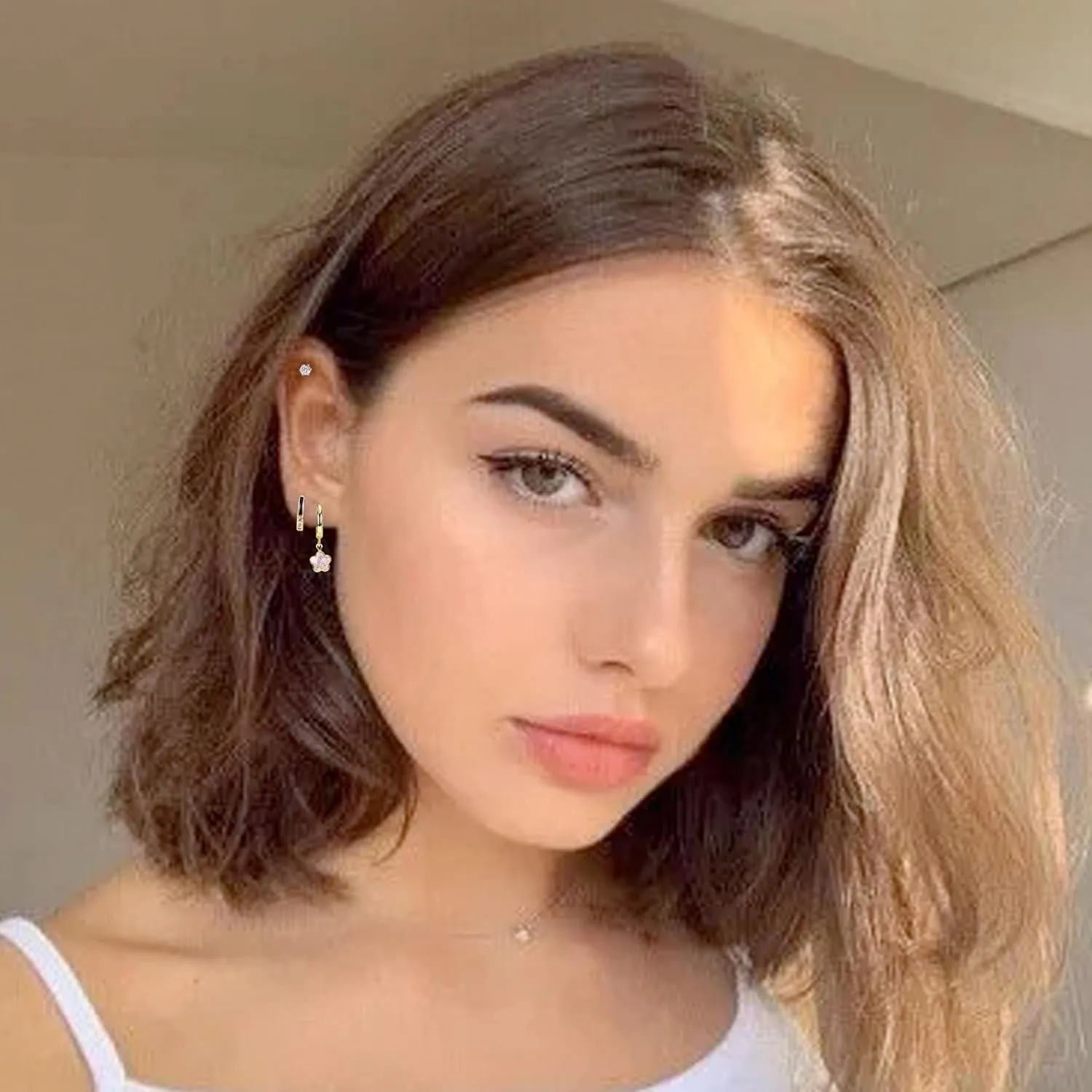 Gold Hoop Earrings Set for Women Dainty Stud Huggie Hoop Earrings for Multiple Piercing 14K Gold Plated Hoop Earrings Birthday Party Gifts