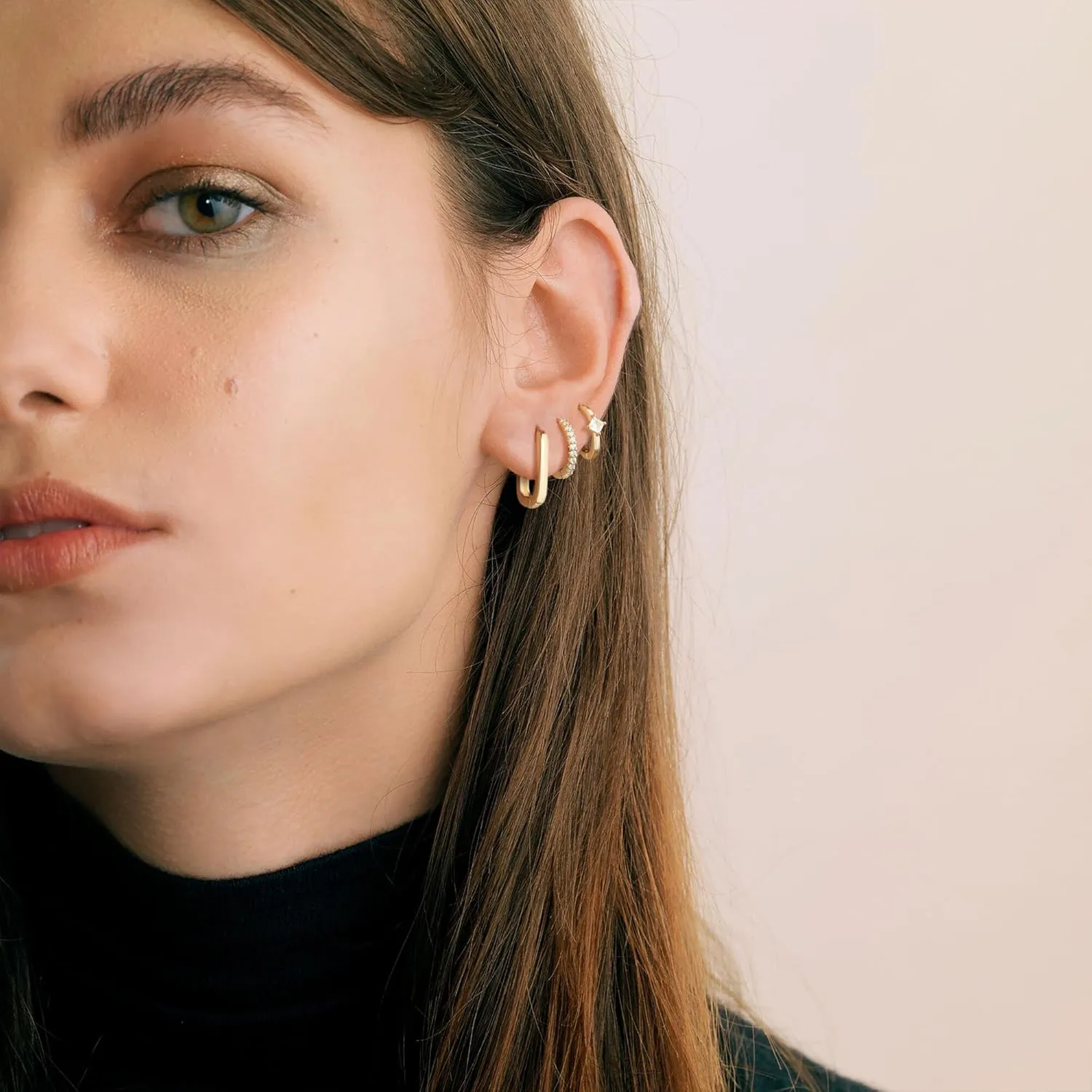 Gold Hoop Earrings - Women's Trendy Hypoallergenic Cubic Zirconia Stud Earrings