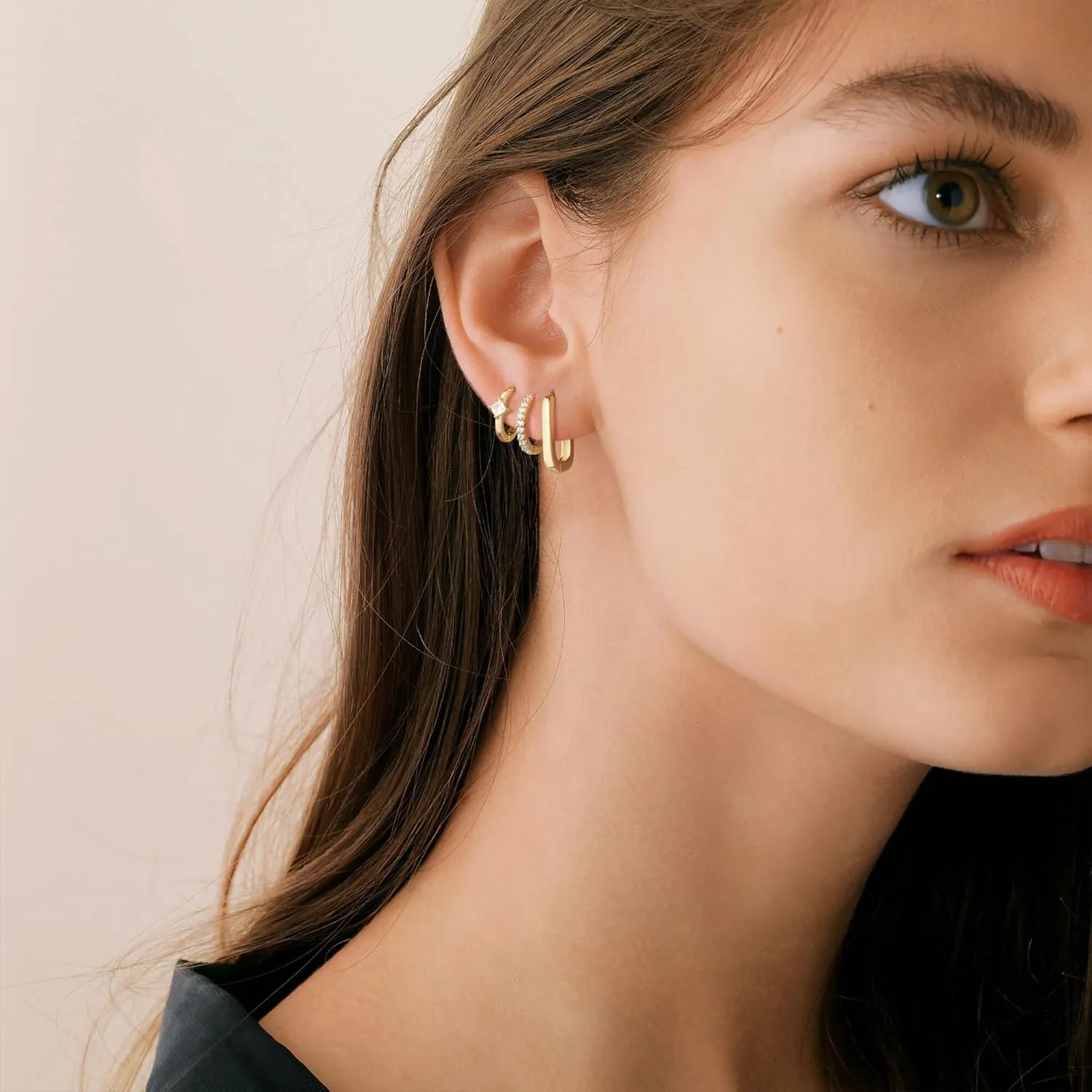 Gold Hoop Earrings - Women's Trendy Hypoallergenic Cubic Zirconia Stud Earrings