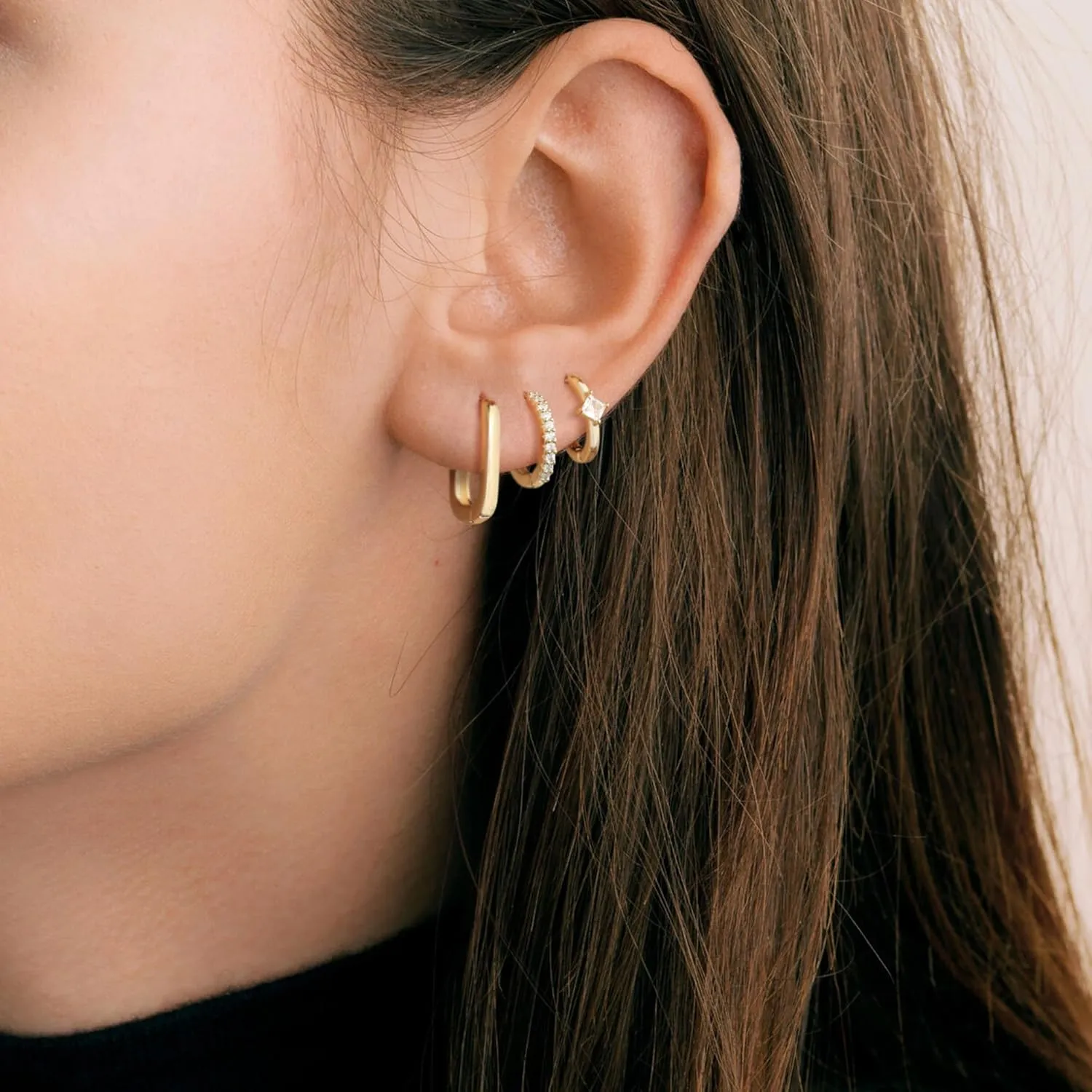 Gold Hoop Earrings - Women's Trendy Hypoallergenic Cubic Zirconia Stud Earrings