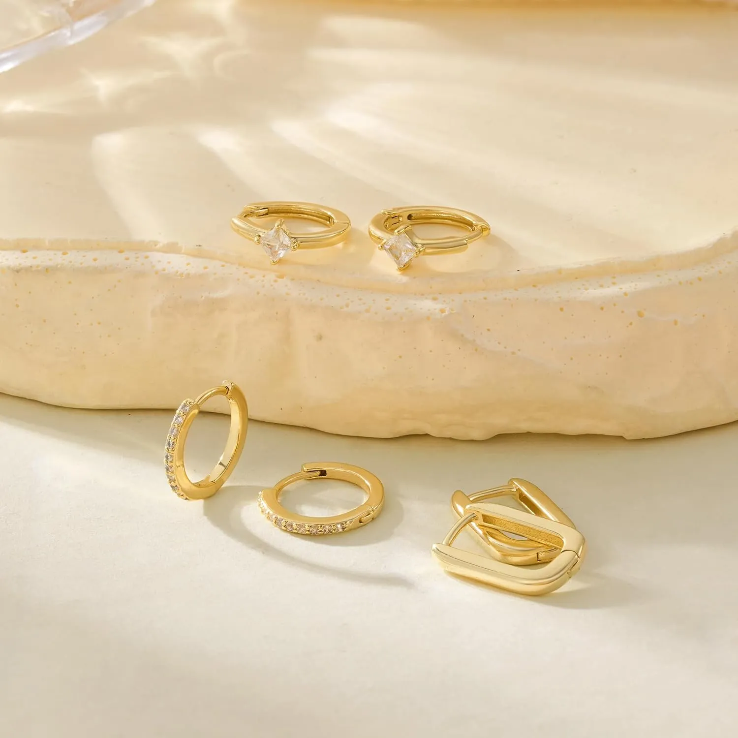 Gold Hoop Earrings - Women's Trendy Hypoallergenic Cubic Zirconia Stud Earrings