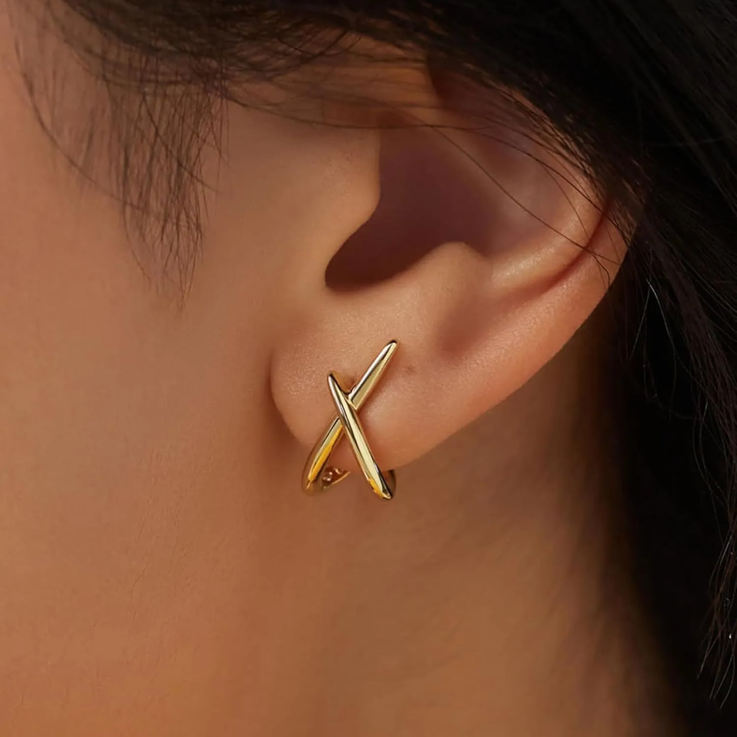 Gold Stud Earrings for Women Trendy Minimalist Gold Cross Earrings Dainty Hypoallergenic Studs Earrings for Birthday Wedding Jewelry Gifts Trendy Stuff