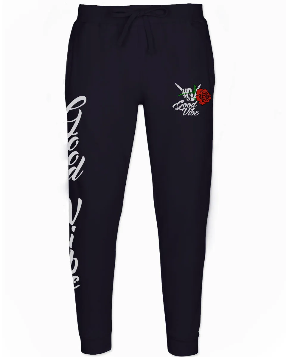 Good Vibe Flowers Bones Hand Shaka Cool Vintage Hipster Graphic Jogger For men Sweatpant