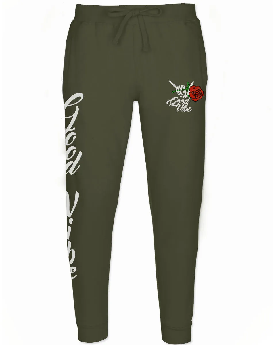 Good Vibe Flowers Bones Hand Shaka Cool Vintage Hipster Graphic Jogger For men Sweatpant