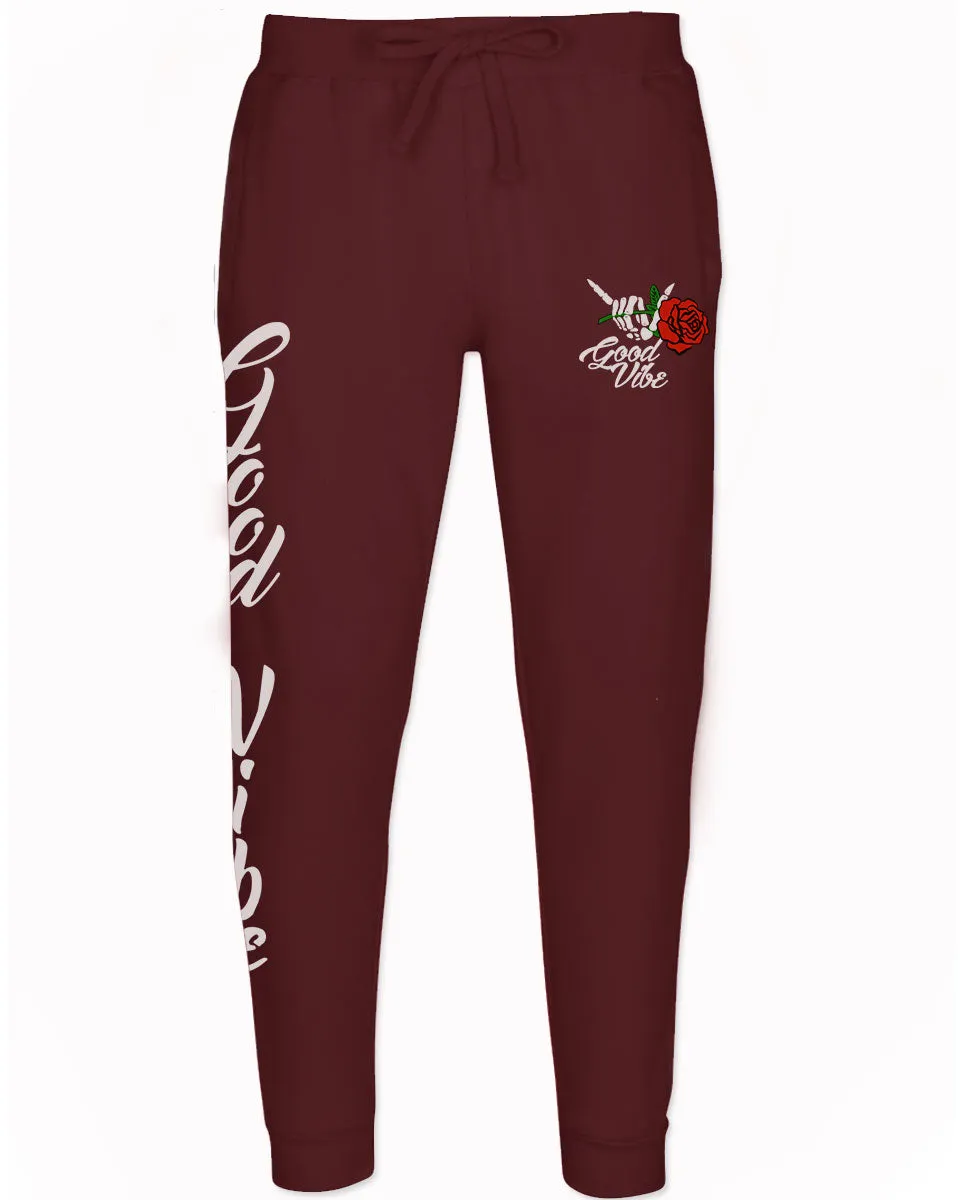Good Vibe Flowers Bones Hand Shaka Cool Vintage Hipster Graphic Jogger For men Sweatpant