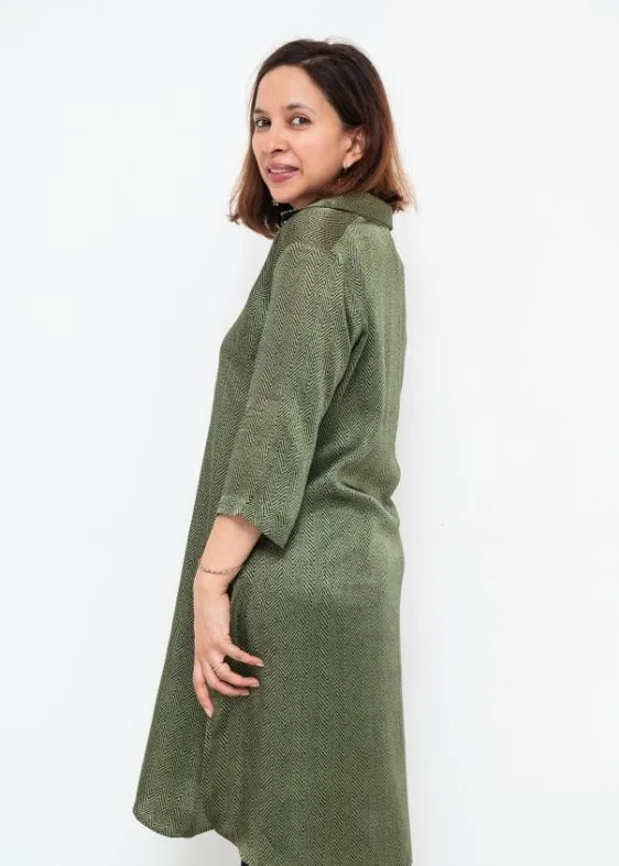 Green Modal Silk Digital Printed Tunic