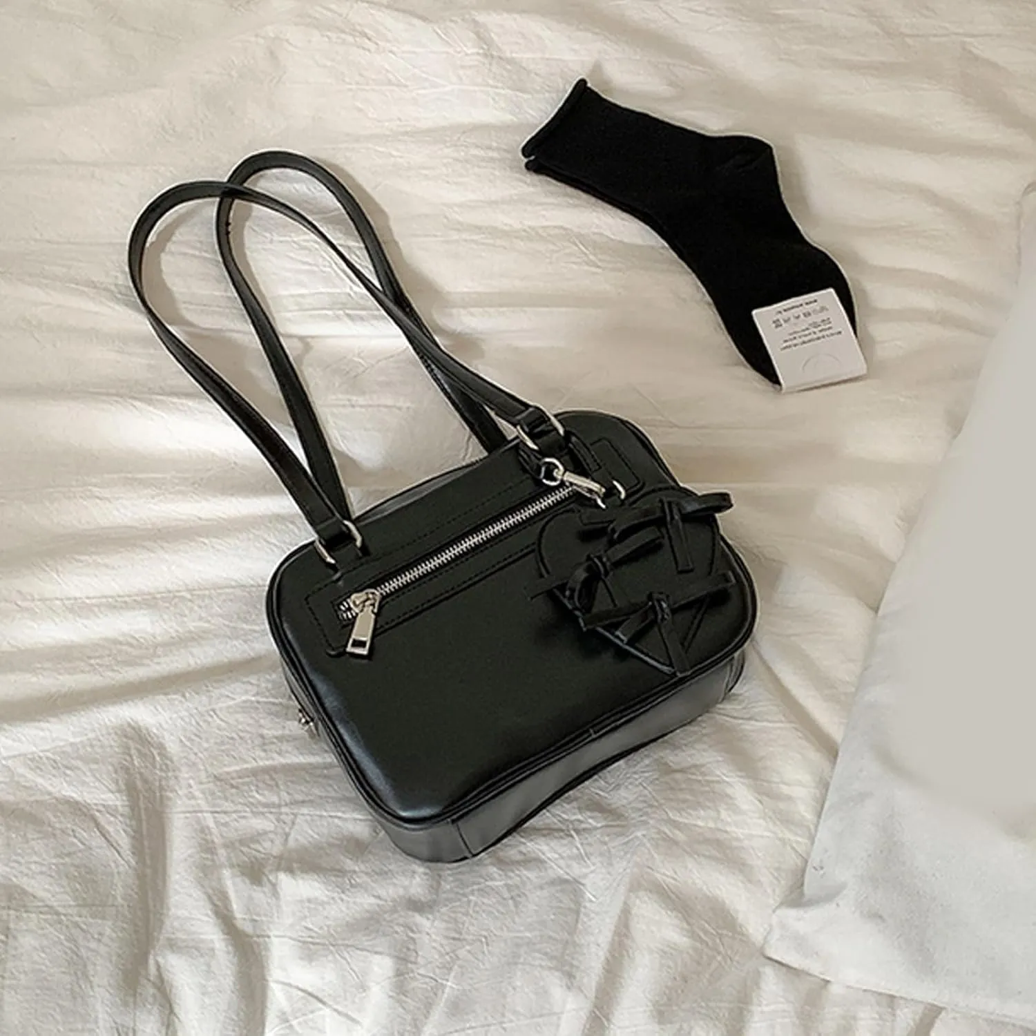 Guojiang Elegant Korean Handbag Simple Square Bag PU Leather Shoulder Bags Casual Handbags Satchel for Women Girls