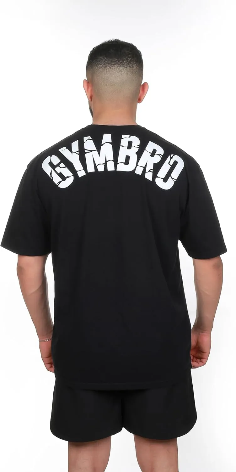 GYMBRO Oversized Gym Shirts Men 100% Cotton Drop Shoulder Workout Shirts for Men - Mens T-Shirts with Branding