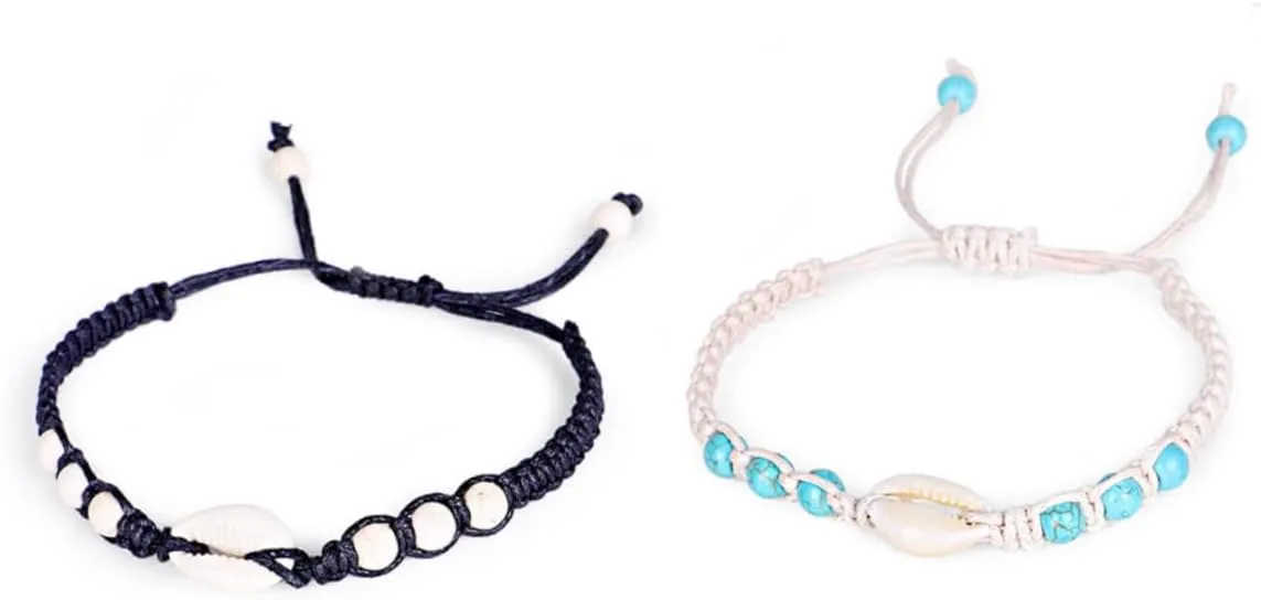 Handmade Woven Shell Bracelet for Elegant Black White Hand Jewelry for Birthdays Anniversaries and