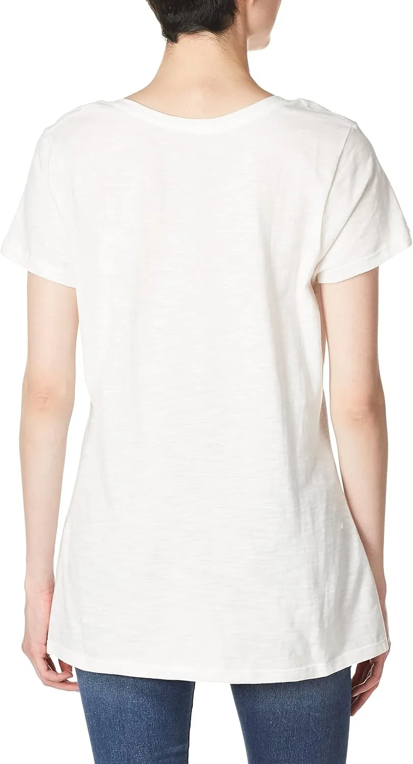 Hanes Women's Shirts, Slub Cotton Shirred V-Neck Tee, Cotton T-Shirts for Women, Womens Tee Shirts