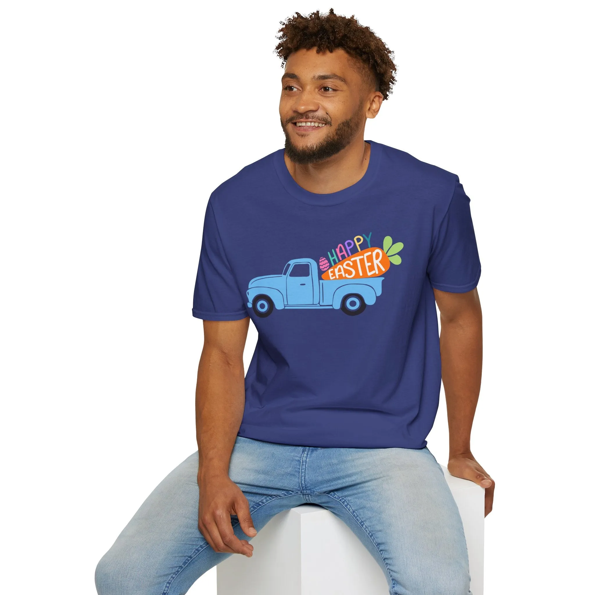 Happy Easter Vintage Truck Unisex Softstyle T-Shirt
