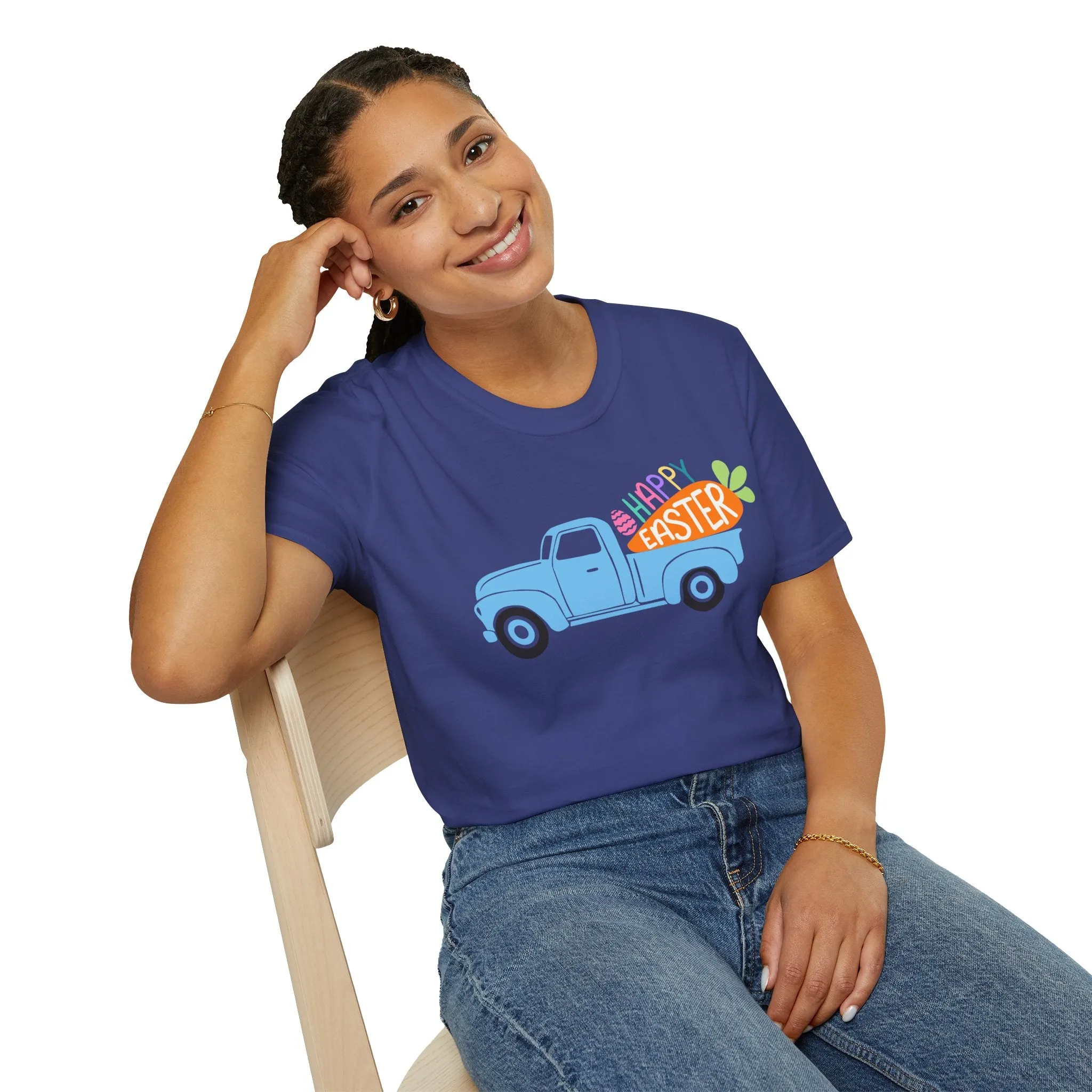 Happy Easter Vintage Truck Unisex Softstyle T-Shirt