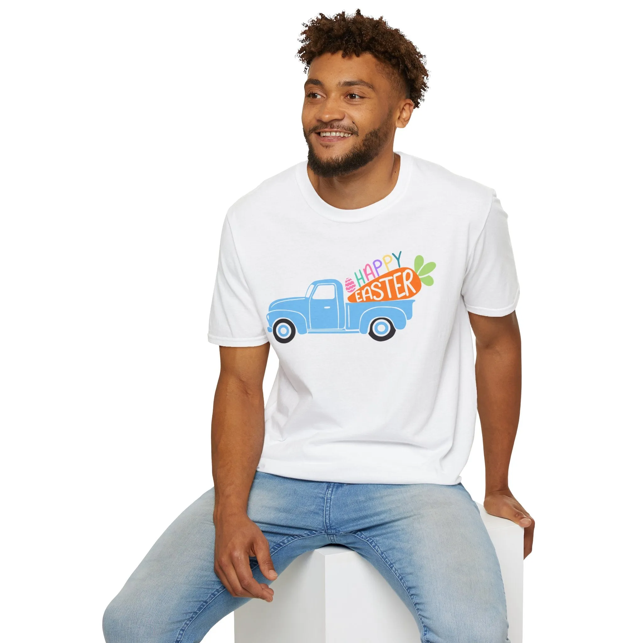 Happy Easter Vintage Truck Unisex Softstyle T-Shirt