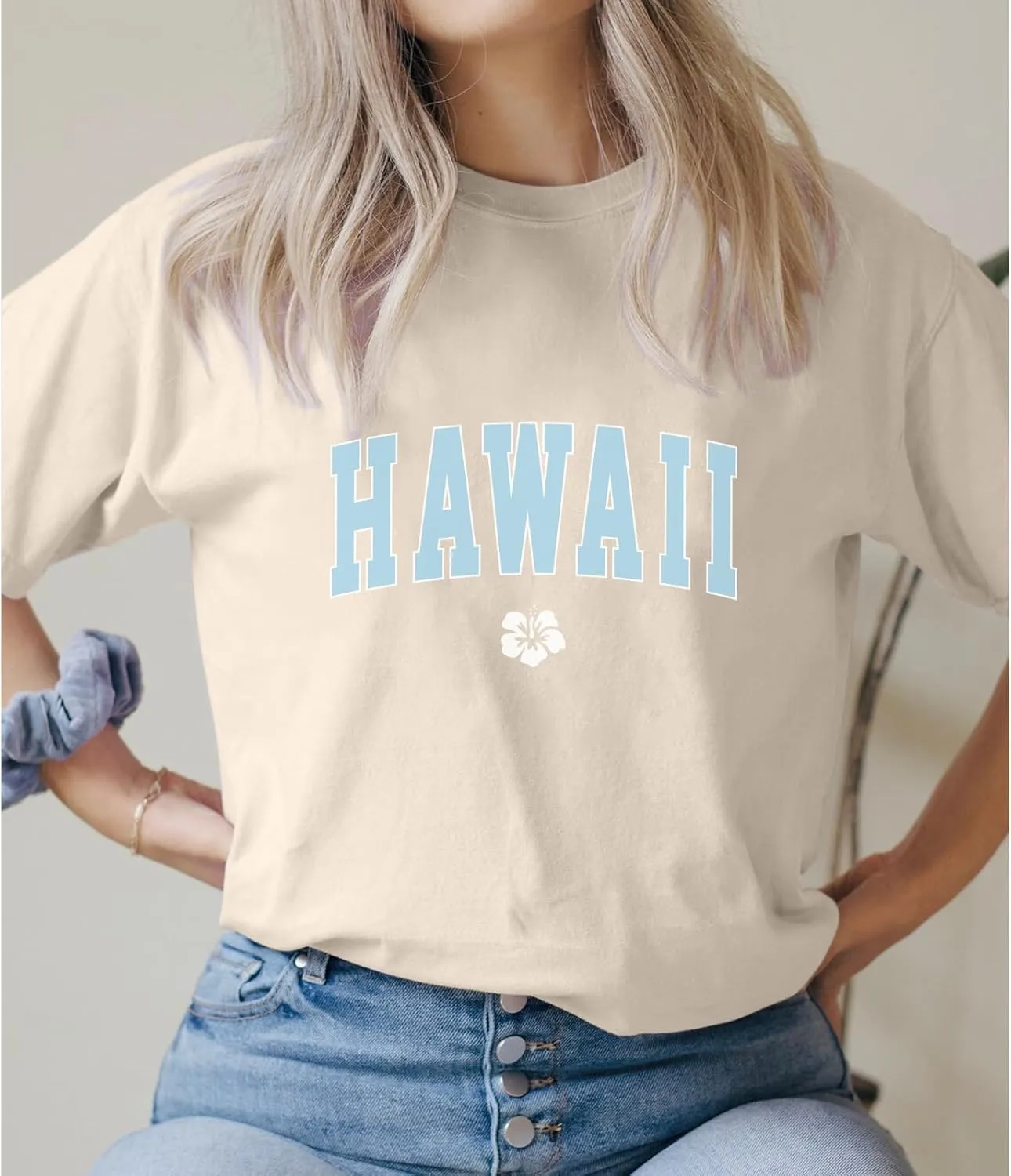 Hawaiian Shirts for Women Oversized Hawaii Graphic Tees for Teen Girls Preppy Aesthetic Shirts Beach T Shirts Tops