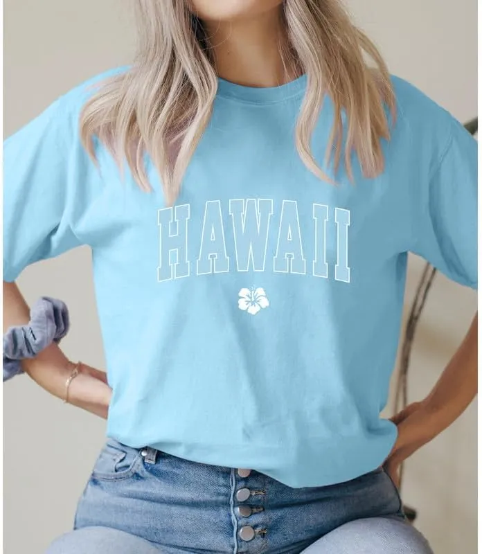 Hawaiian Shirts for Women Oversized Hawaii Graphic Tees for Teen Girls Preppy Aesthetic Shirts Beach T Shirts Tops