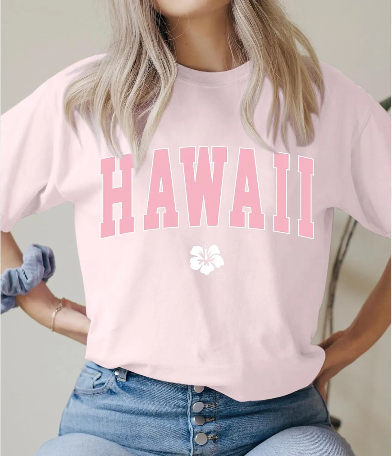 Hawaiian Shirts for Women Oversized Hawaii Graphic Tees for Teen Girls Preppy Aesthetic Shirts Beach T Shirts Tops