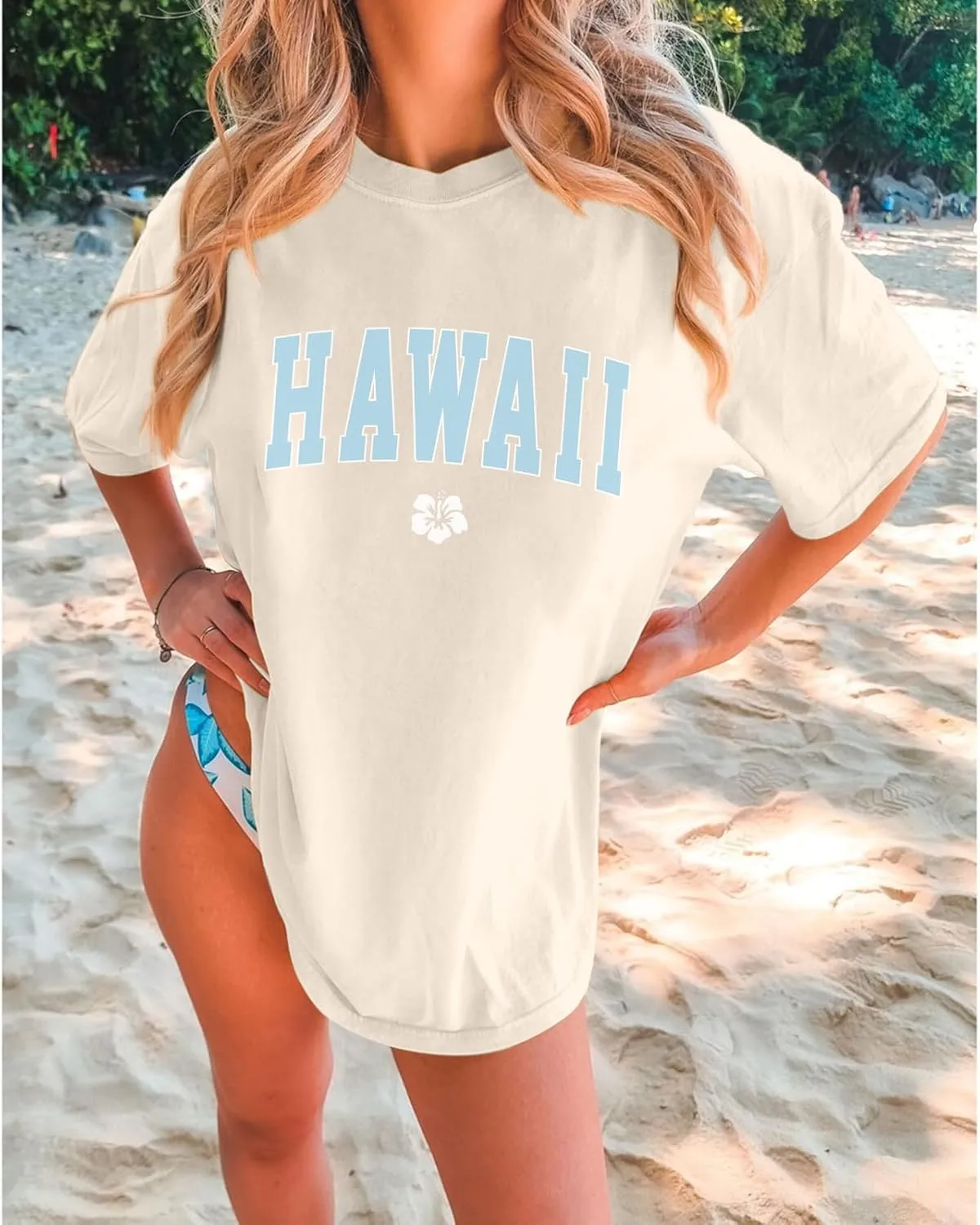 Hawaiian Shirts for Women Oversized Hawaii Graphic Tees for Teen Girls Preppy Aesthetic Shirts Beach T Shirts Tops