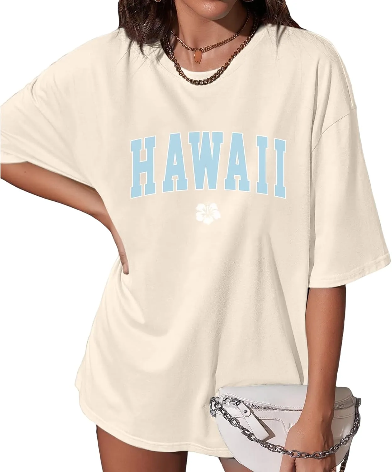 Hawaiian Shirts for Women Oversized Hawaii Graphic Tees for Teen Girls Preppy Aesthetic Shirts Beach T Shirts Tops