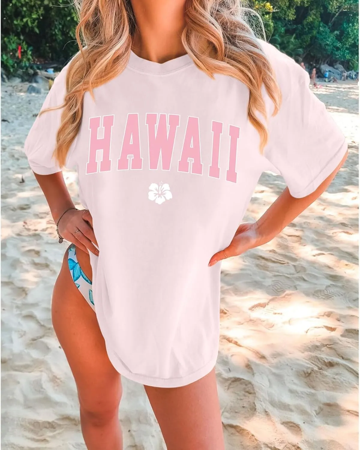 Hawaiian Shirts for Women Oversized Hawaii Graphic Tees for Teen Girls Preppy Aesthetic Shirts Beach T Shirts Tops
