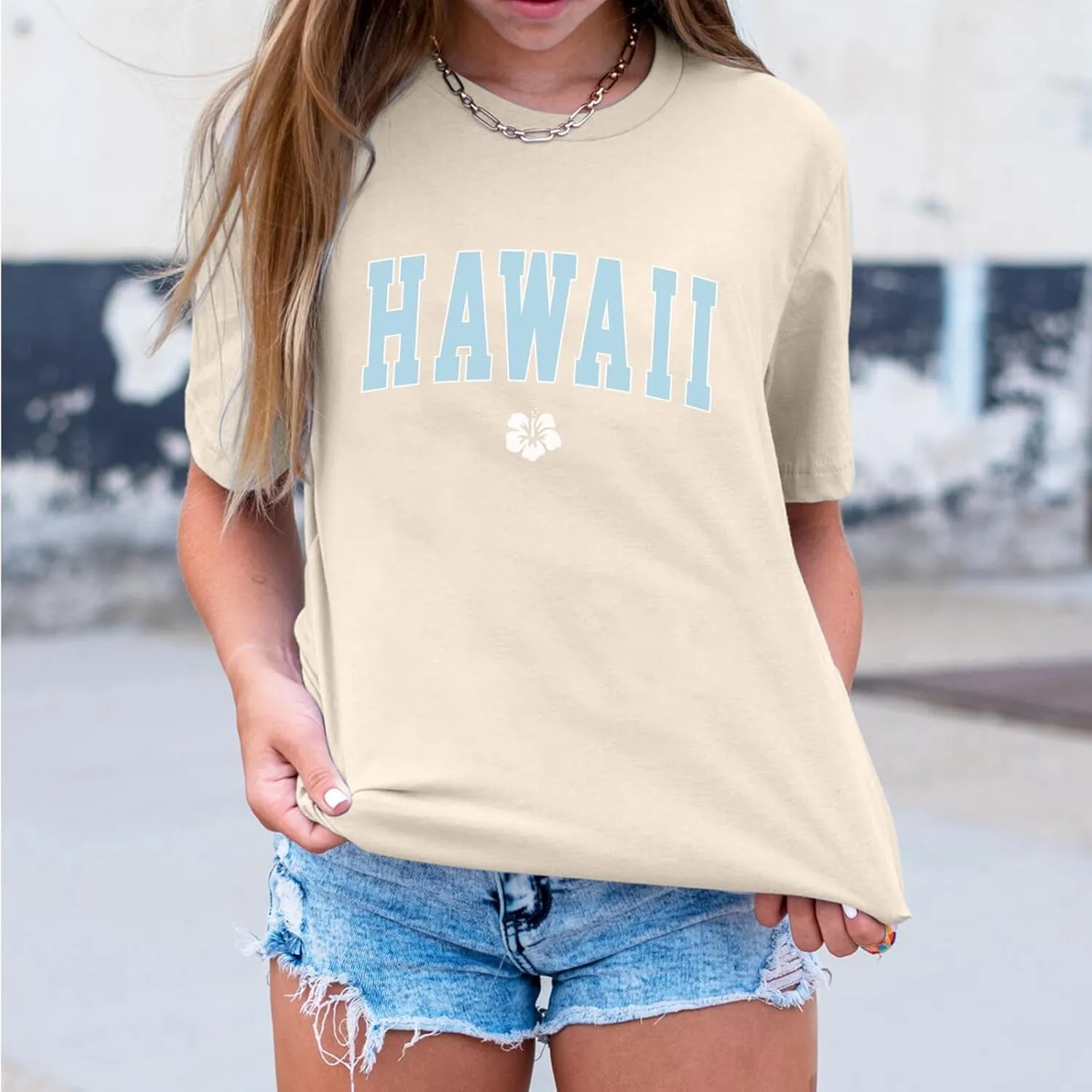 Hawaiian Shirts for Women Oversized Hawaii Graphic Tees for Teen Girls Preppy Aesthetic Shirts Beach T Shirts Tops