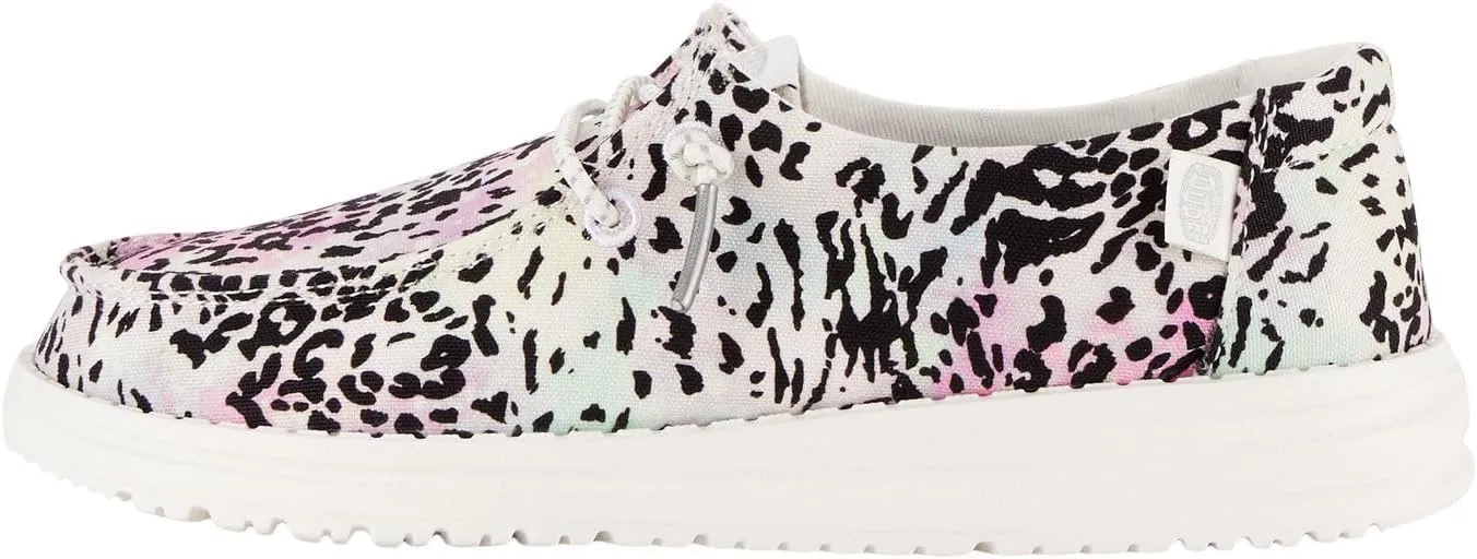 Hey Dude Kids Wendy Leopard (Little Kid/Big Kid) - Loafers for Kids - Printed Canvas Upper - Canvas Lining