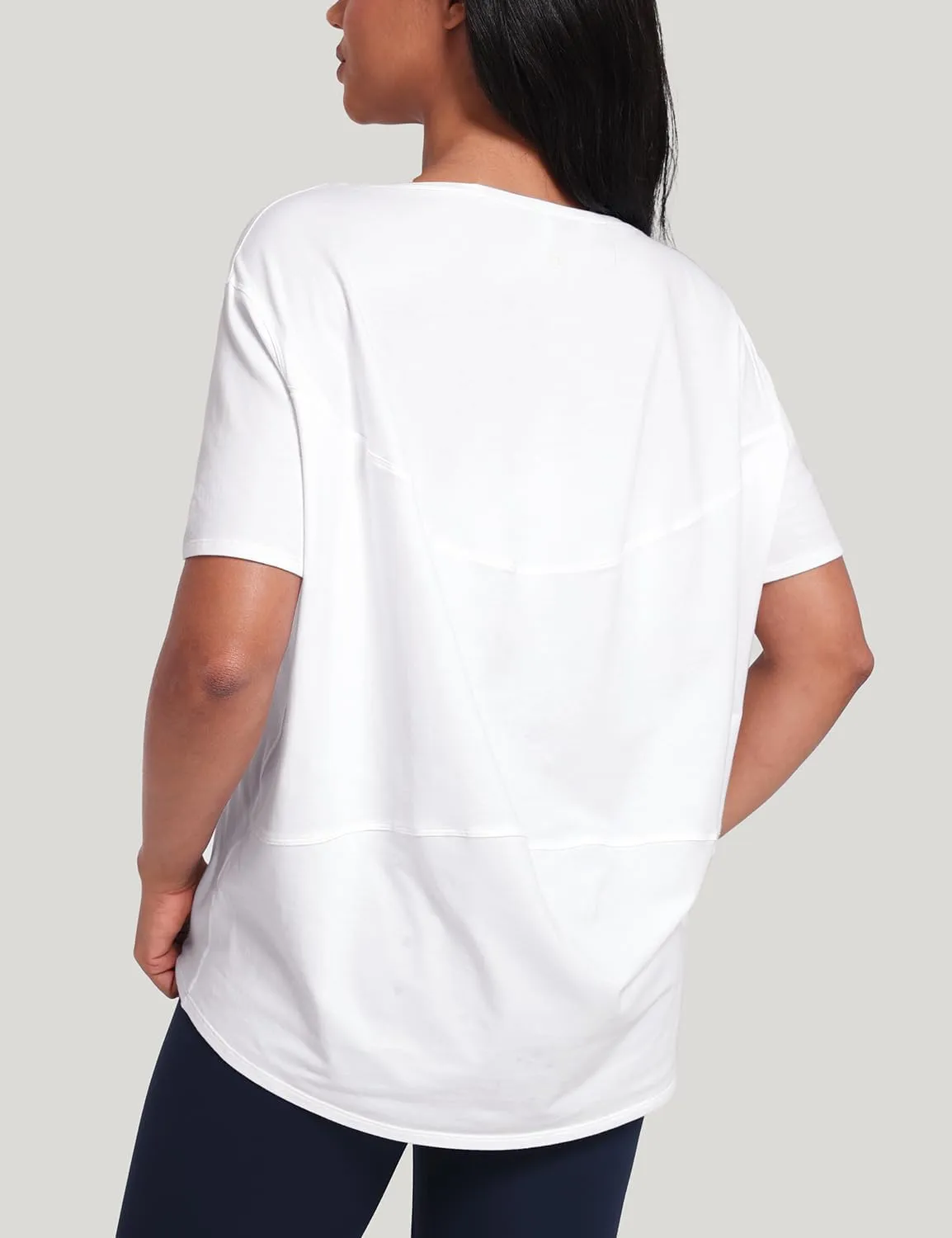 HeyNuts Women's Pima Cotton Short Sleeve Workou Shirt Boat Neck Loose Fit T-Shirts Athletic Tops Casual Shirts