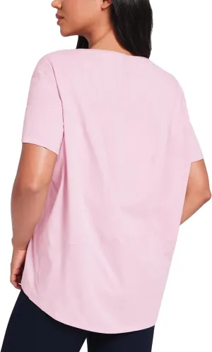 HeyNuts Women's Pima Cotton Short Sleeve Workou Shirt Boat Neck Loose Fit T-Shirts Athletic Tops Casual Shirts