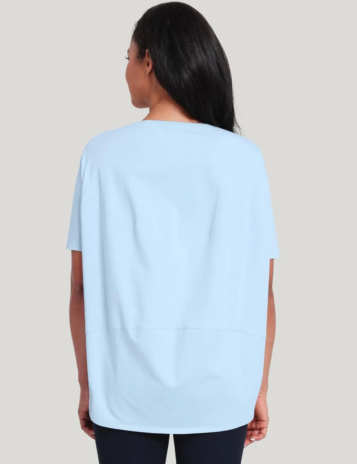 HeyNuts Women's Pima Cotton Short Sleeve Workou Shirt Boat Neck Loose Fit T-Shirts Athletic Tops Casual Shirts