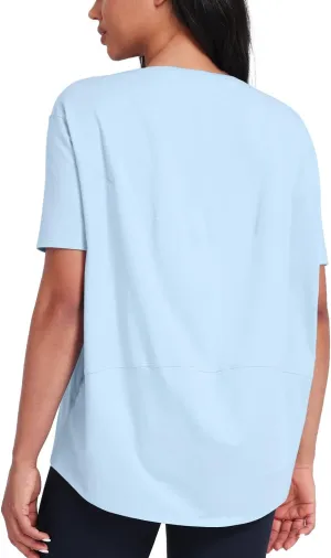 HeyNuts Women's Pima Cotton Short Sleeve Workou Shirt Boat Neck Loose Fit T-Shirts Athletic Tops Casual Shirts