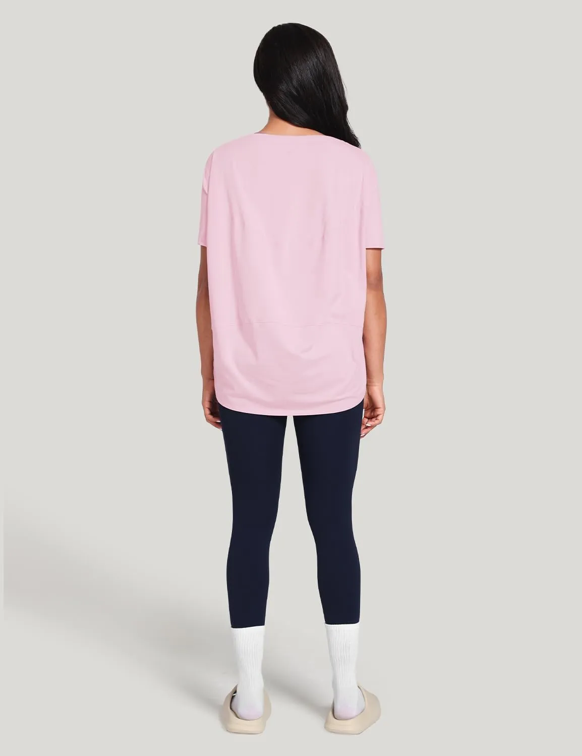 HeyNuts Women's Pima Cotton Short Sleeve Workou Shirt Boat Neck Loose Fit T-Shirts Athletic Tops Casual Shirts