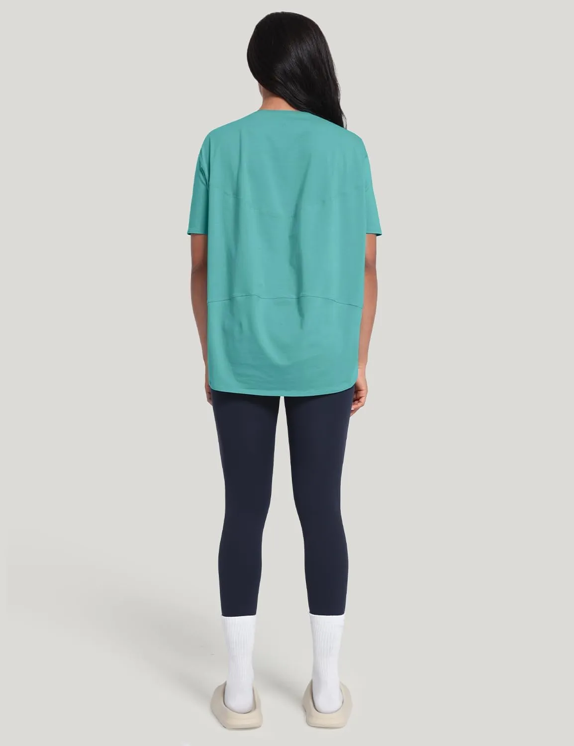 HeyNuts Women's Pima Cotton Short Sleeve Workou Shirt Boat Neck Loose Fit T-Shirts Athletic Tops Casual Shirts