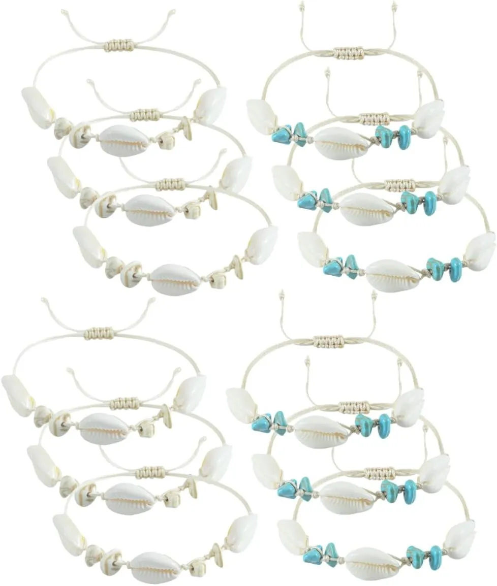 Homoyoyo 12pcs Hand Woven Shell Bracelet for Women Adjustable String Anklets and Necklaces Versatile Beach Jewelry present for Birthdays and Special Occasions