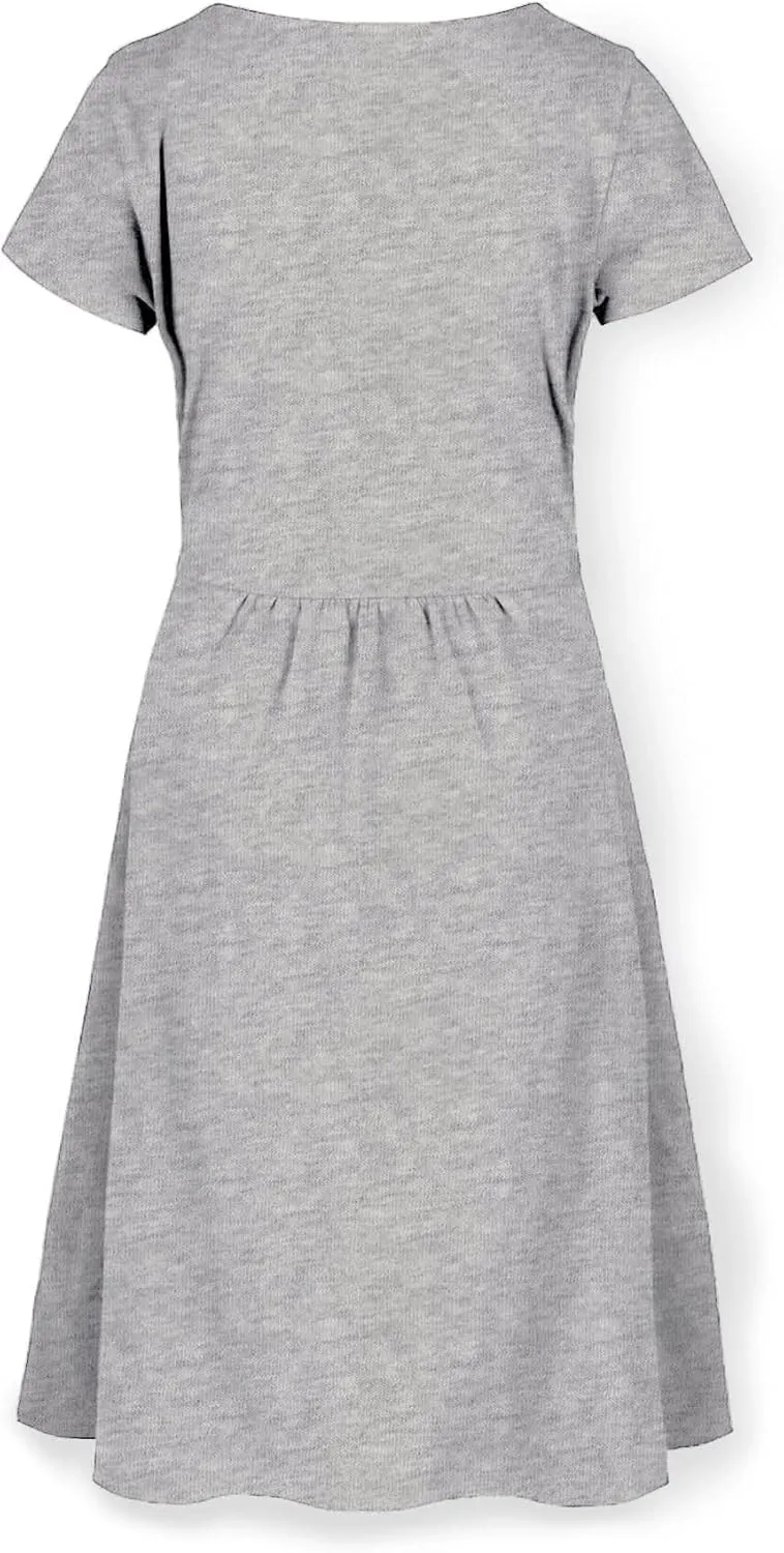 Hope & Henry Women's Short Sleeve Tie-Front Knit Dress