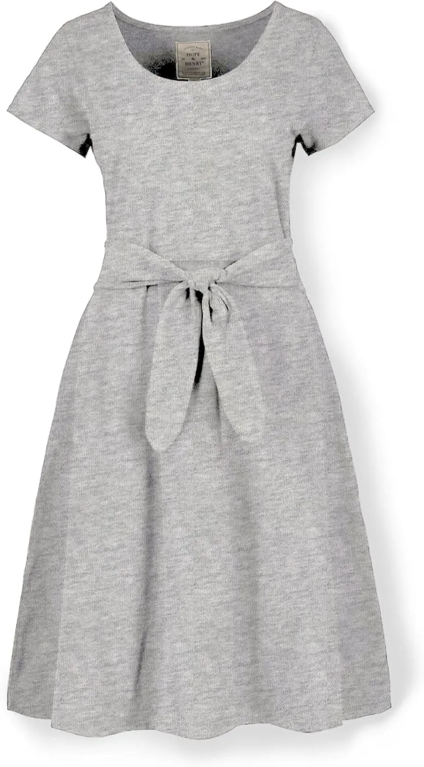 Hope & Henry Women's Short Sleeve Tie-Front Knit Dress