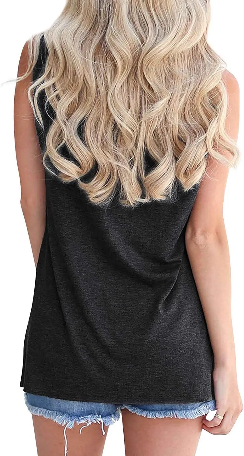 Hount Womens Casual Loose Graphic Comfy Tank Tops Summer Basic T-Shirts Sleeveless Shirts Tunic Tops