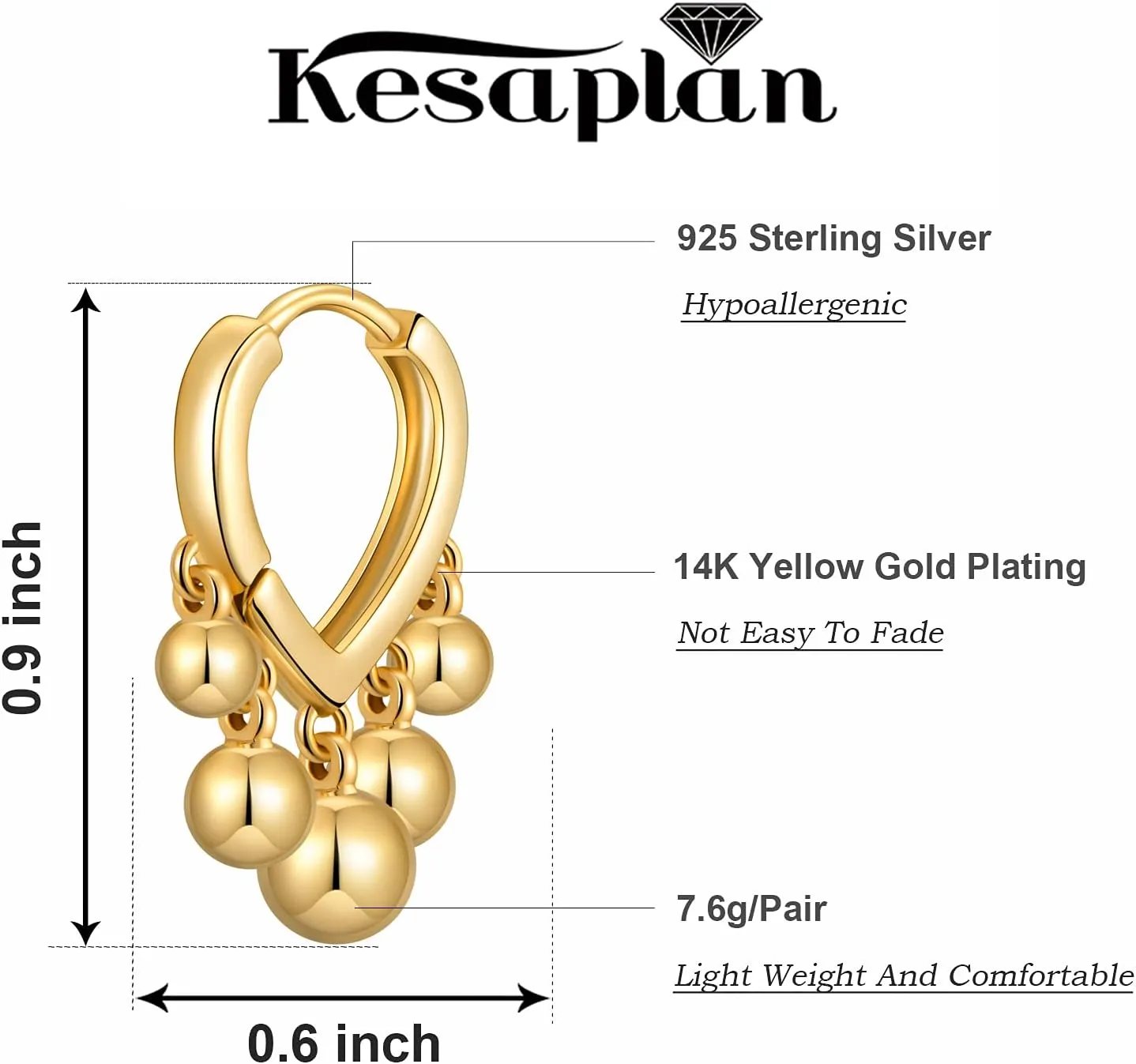 Huggie Earrings for Women 14K Gold Plated Earrings Dainty Statement Sterling Silver Cute Dangle Earring Hypoallergenic Huggie Hoop Earrings for Wome Trendy Prom Party Jewelry Gift