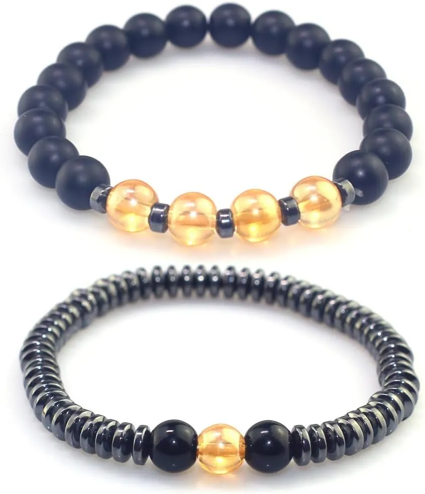 Humanic Maxhematie Beaded Bracelets, Natural Stone Beads Layered Lymphatic Health Energy Healing Bracelets Adjustable Length For Women Men Jewelry Gifts