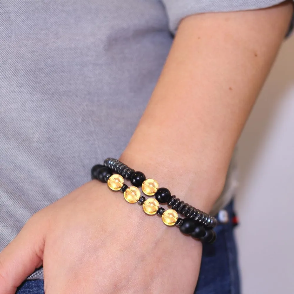 Humanic Maxhematie Beaded Bracelets, Natural Stone Beads Layered Lymphatic Health Energy Healing Bracelets Adjustable Length For Women Men Jewelry Gifts