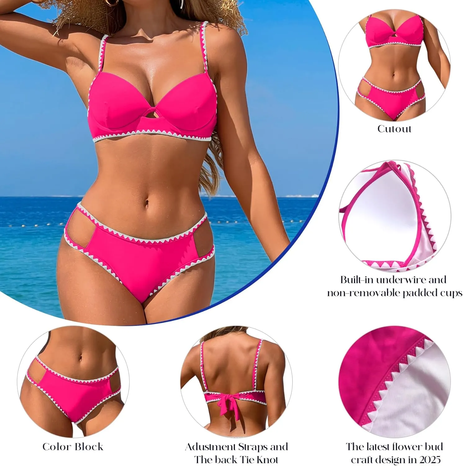 HXN Womens Colorblock Bikini Set Sexy Swimwear Two Piece Swimsuit Triangle Bathing Suit